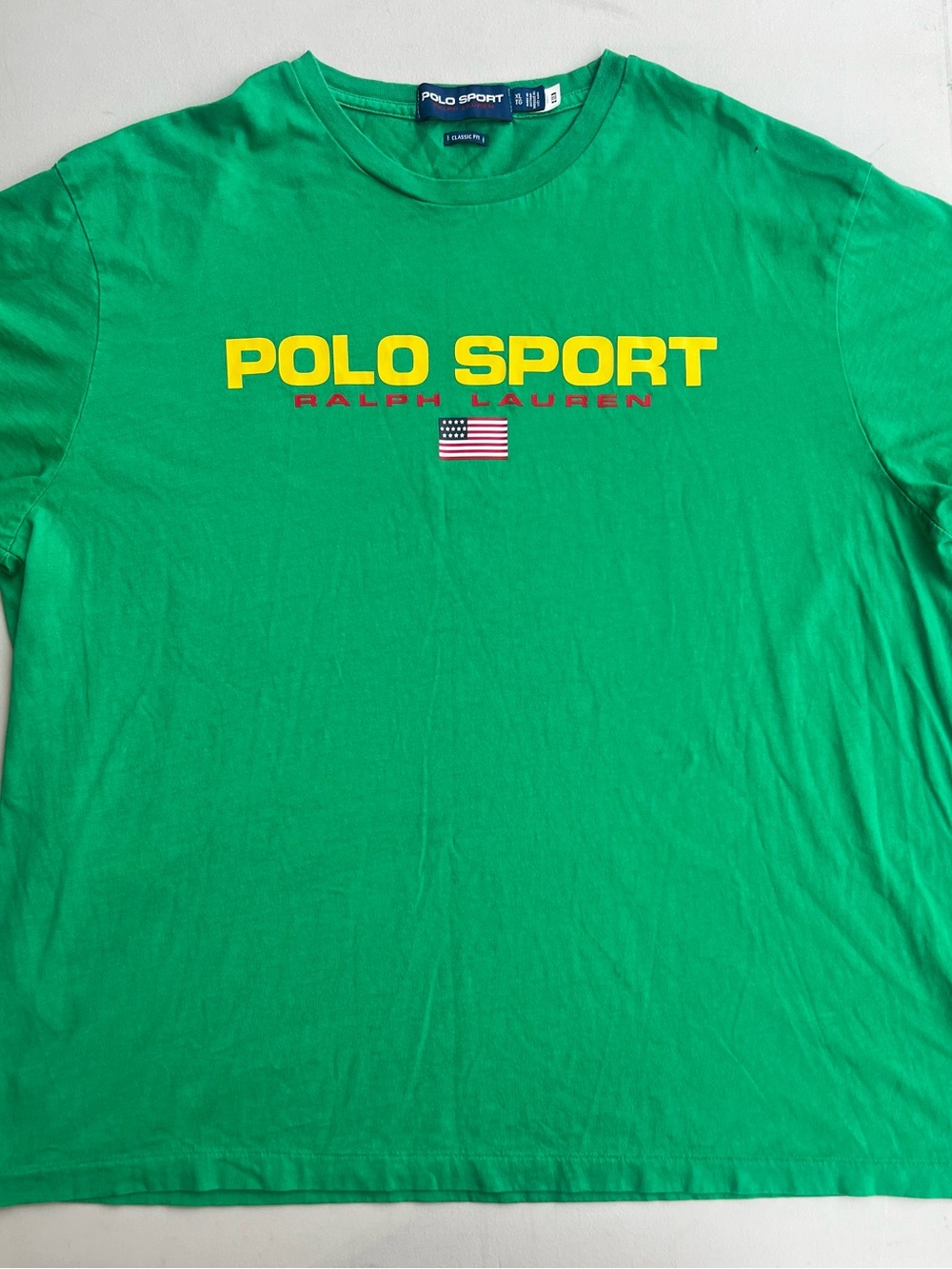 Polo by Ralph Lauren Green Tee with Yellow Logo and Red Accent